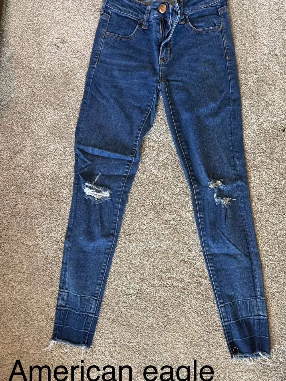American Eagle Outfitters Blue Ripped Skinny Jeans